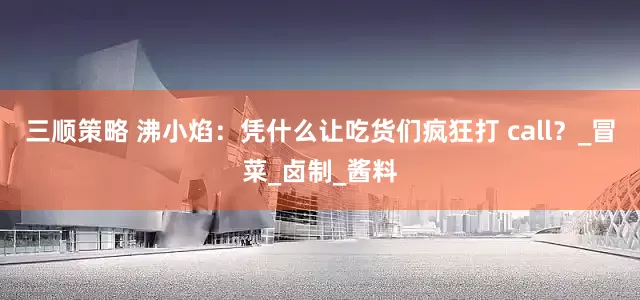 三顺策略 沸小焰：凭什么让吃货们疯狂打 call？_冒菜_卤制_酱料